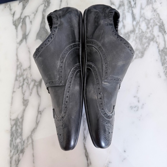 Prada 2EG469 Mens Leather Double Monk Strap Wingtip Shoes Grey Black UK 10.5 main image 11